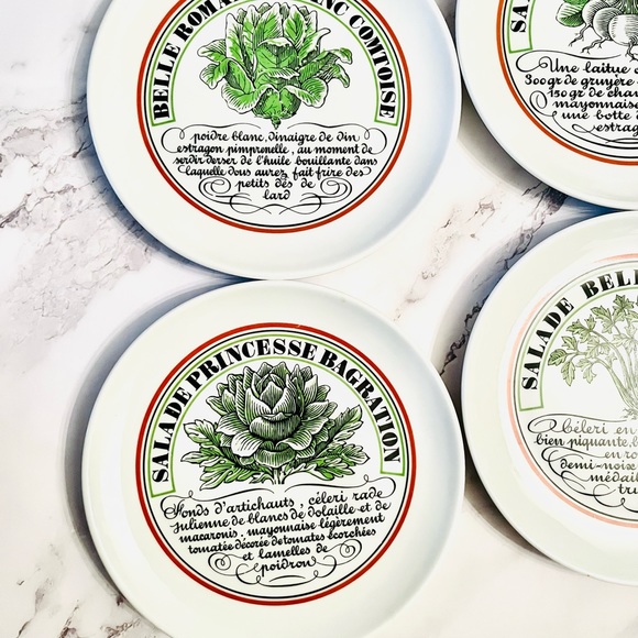 4 x French Salad Recipe Plates - Picture 2 of 3